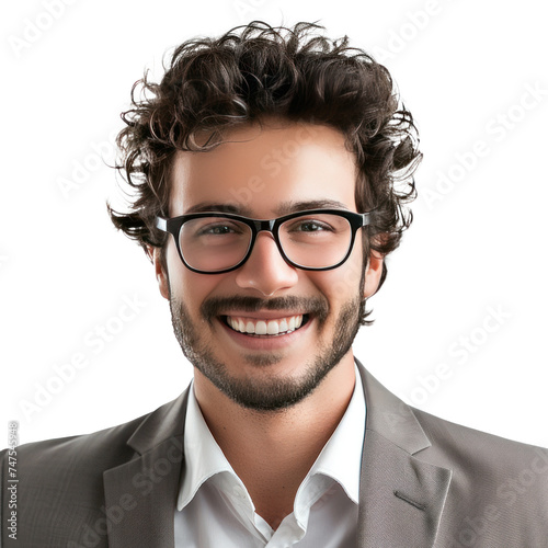 business man with glasses smiling