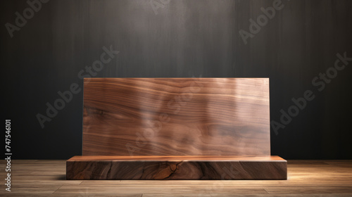 vintage walnut wood podium product display for product presentation