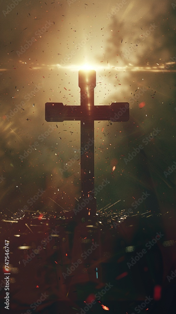 Fototapeta premium good friday cross background with sun flare