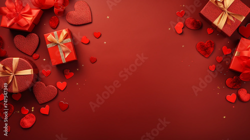 gift box with red ribbon on bright red background