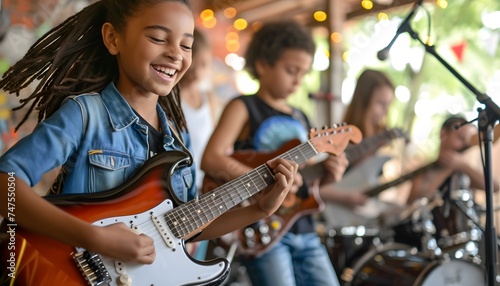band of kids rocking out playing music together having fun as friends 
