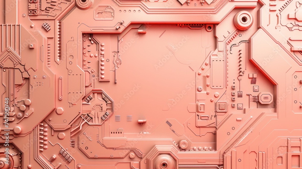 Futuristic background with many details and negative space, monochrome, peach color. Futuristic background with many details and negative space, monochrome, peach color.