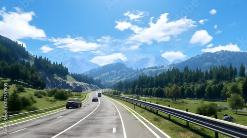 Breathtaking Panoramic View of the Greenery Hugged AA Highway Under Clear Blue Sky