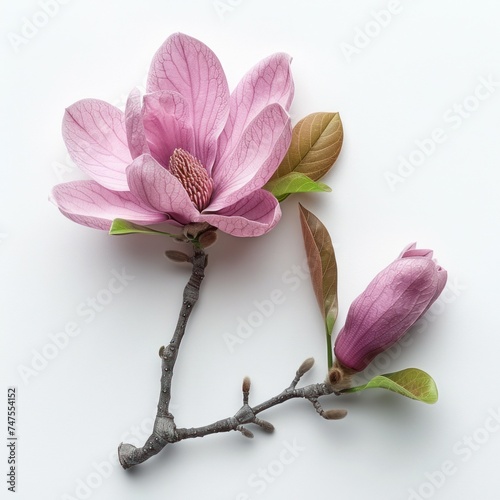 A magnolia flower isolated on a white background, showcasing its beauty