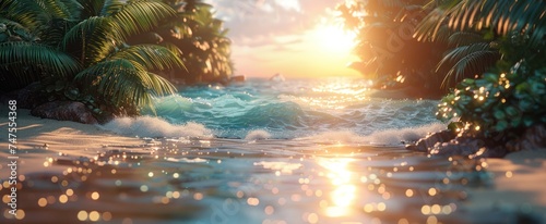 landscape with palm trees in the background