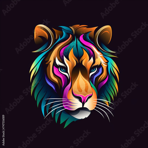 logo template for an colorful fantasy animal s face illustration   reated with Generative Ai
