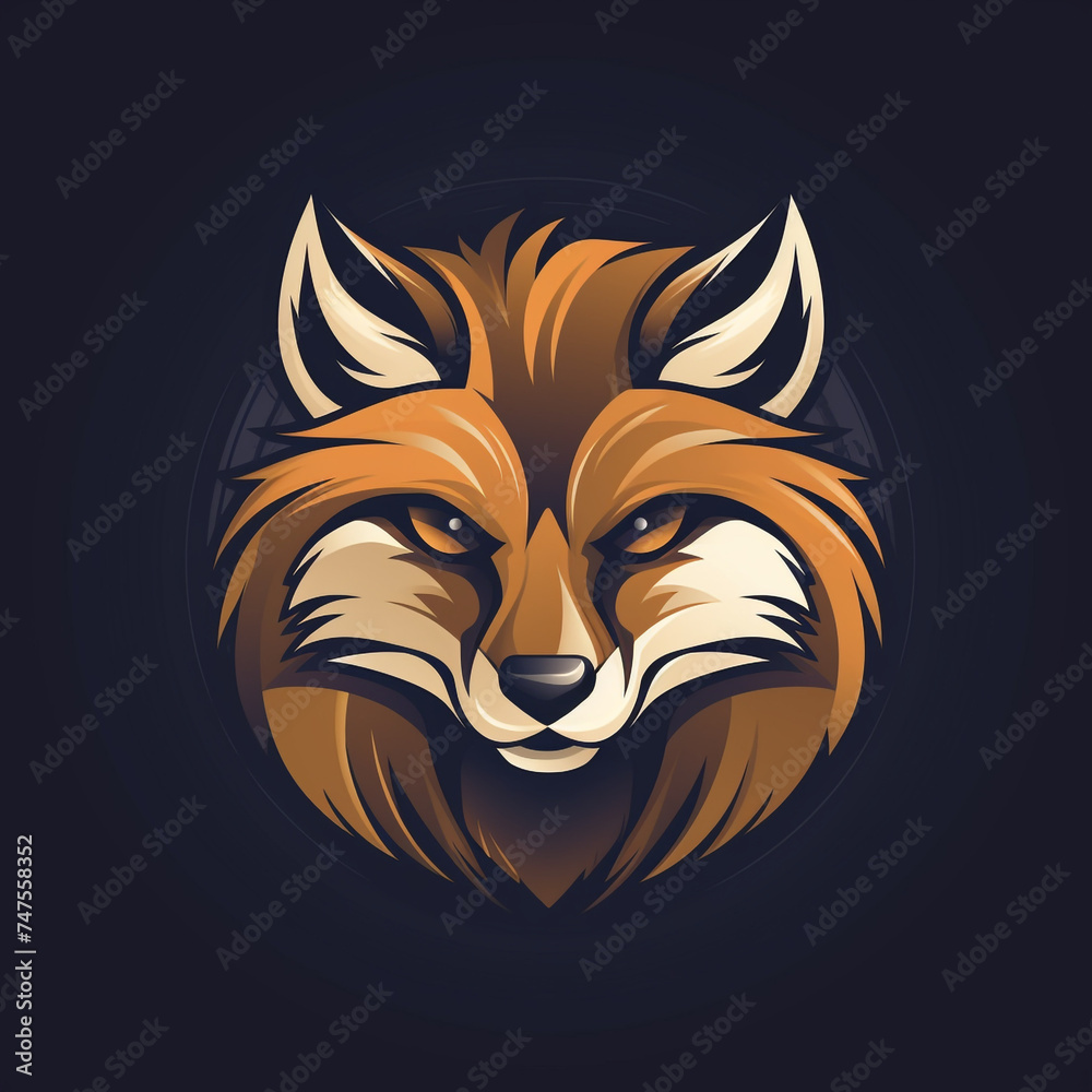 Fototapeta premium logo template for an happy fantasy animal's face illustration сreated with Generative Ai