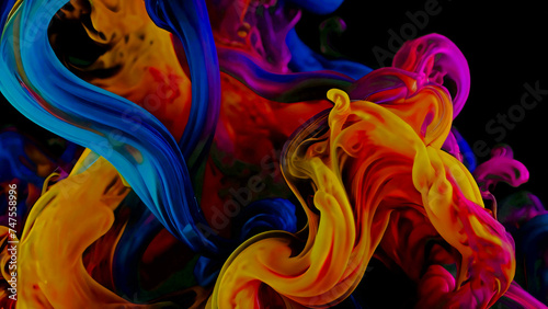 Abstract colorful background with smoke. Vibrant abstract liquid moving smoke with vibrant neon colors, dynamic flow, creating unusual pattern and texture, hd backdrop, wallpaper 