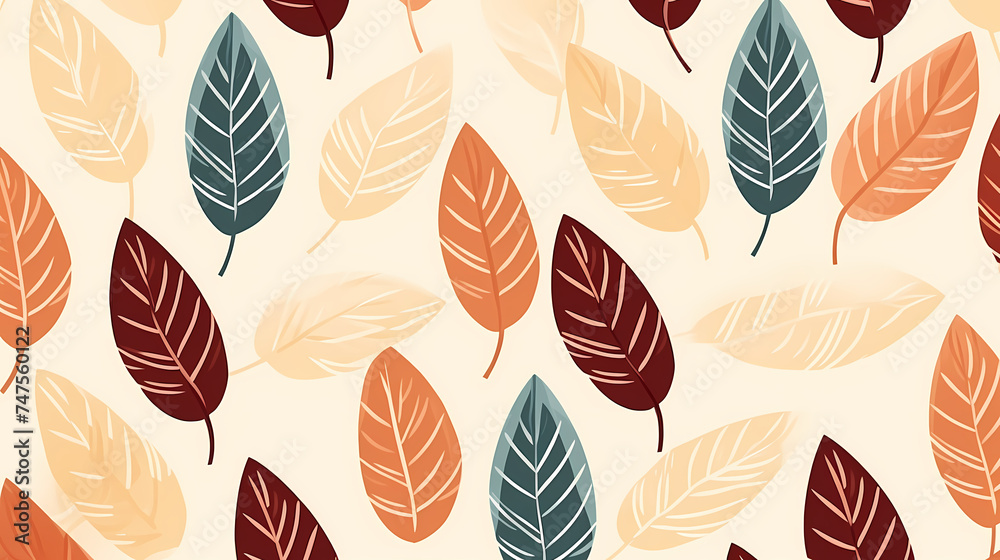 Fototapeta premium Warm, light leaf pattern embraces the beauty of the season