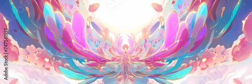 A vibrant purple butterfly, a vital pollinator and beautiful arthropod, gracefully soars in the sky among pink and violet petals