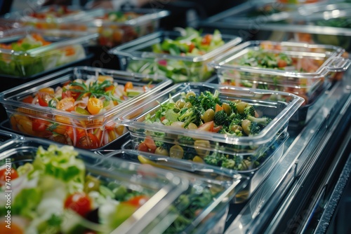 Serving breakfast buffet salad menu. Healthly food. Proper nutrition