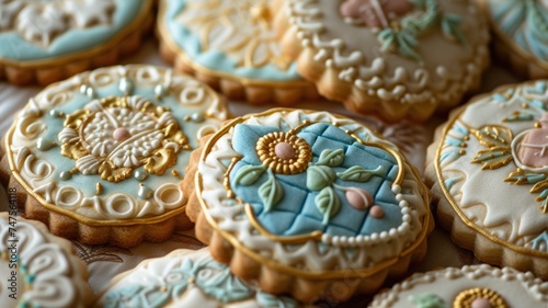 Quilted cookies with a vintage or retro design, evoking a sense of nostalgia in cookie art