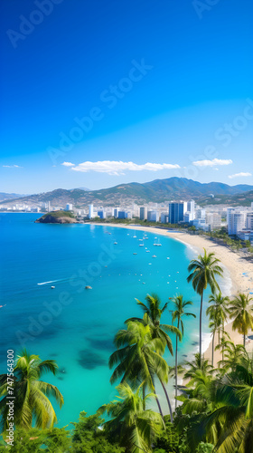 Panoramic Vista of the Sparkling Acapulco Bay, Mexico's Renowned Beach Resort  © Adrian