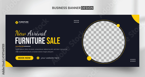 elegant modern furniture facebook timeline cover design template, web banner, ads, social media banner