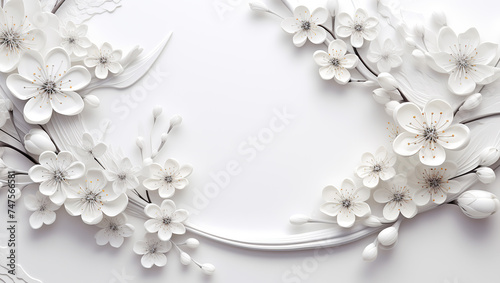Three-dimensional illustration of a background with flowers for holiday cards,Generated by AI