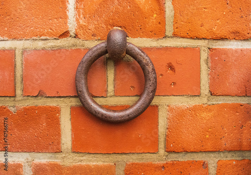 Old iron ring in the brick wall to tie horses or cattle,Hitching Post Ring Horse,