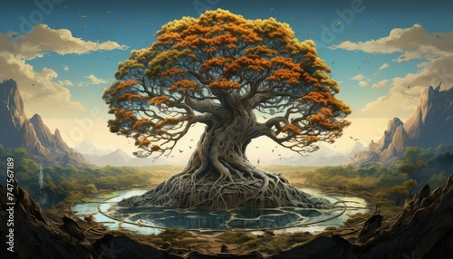 3d Digital art of the Tree of Life oil painting