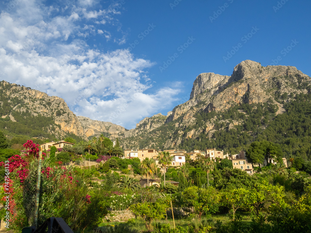 Biniaraix below Tramuntana mountains, Mallorca