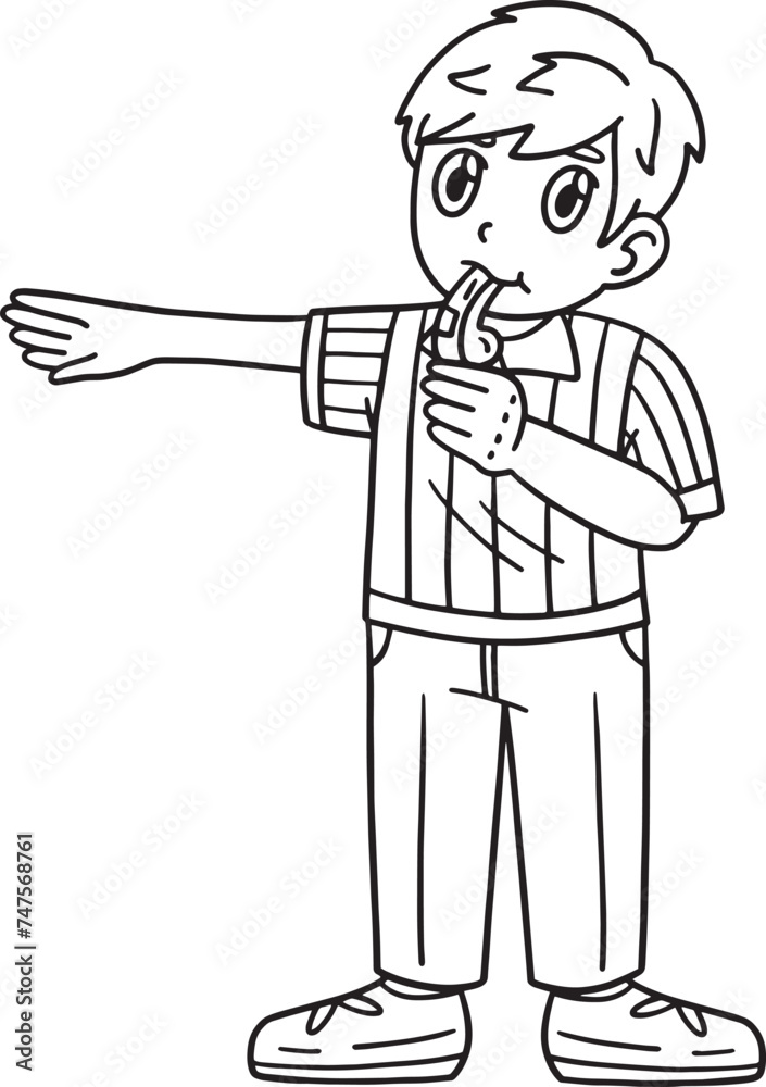 American Football Umpire with Whistle Isolated American Football Umpire with Whistle Isolated