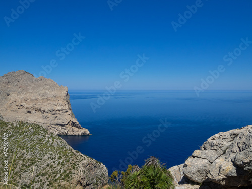 Deep blue sea and cliffs of Cap Formentor, Maiorca
