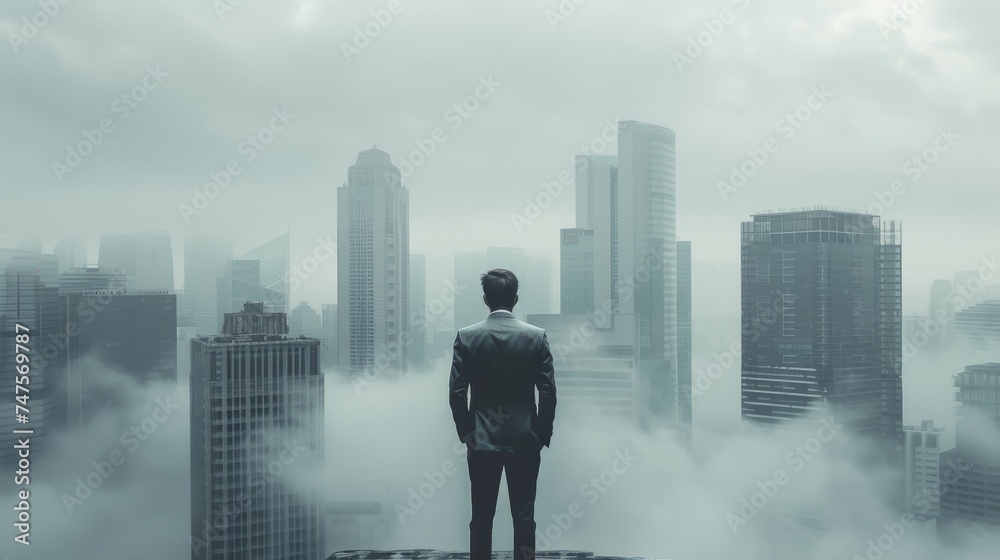 Businessman is experiencing problems and limitations. Business and Economics Concept. Businessman is experiencing problems and limitations. Business and Economics Concept.