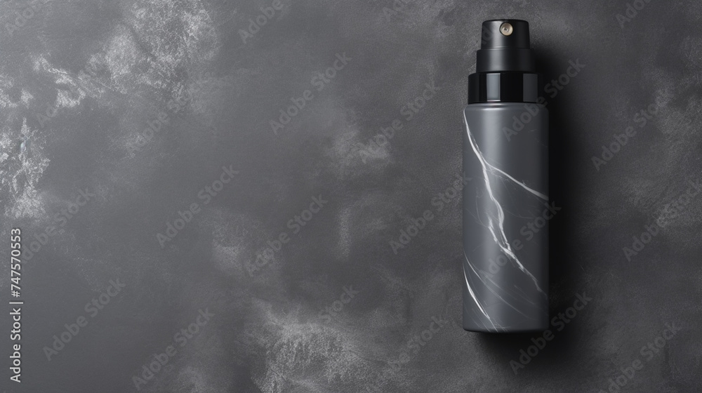 Fototapeta premium Beauty products for men. Black cosmetic bottle unbranded on dark background
