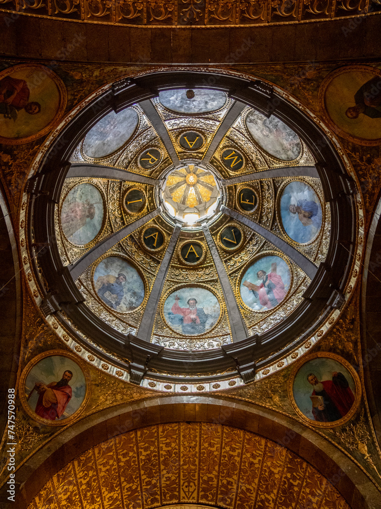 Lluc Monastery church dome interior, Mallorca