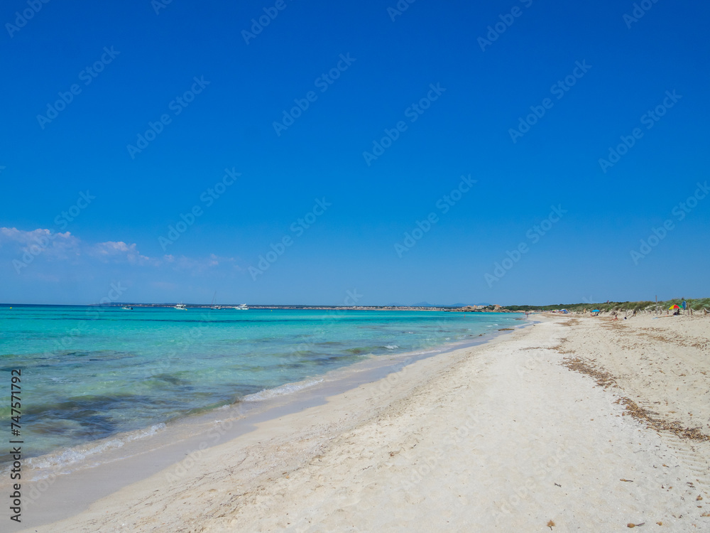 White sands and turquoise waters at Es Trenc, Maiorca