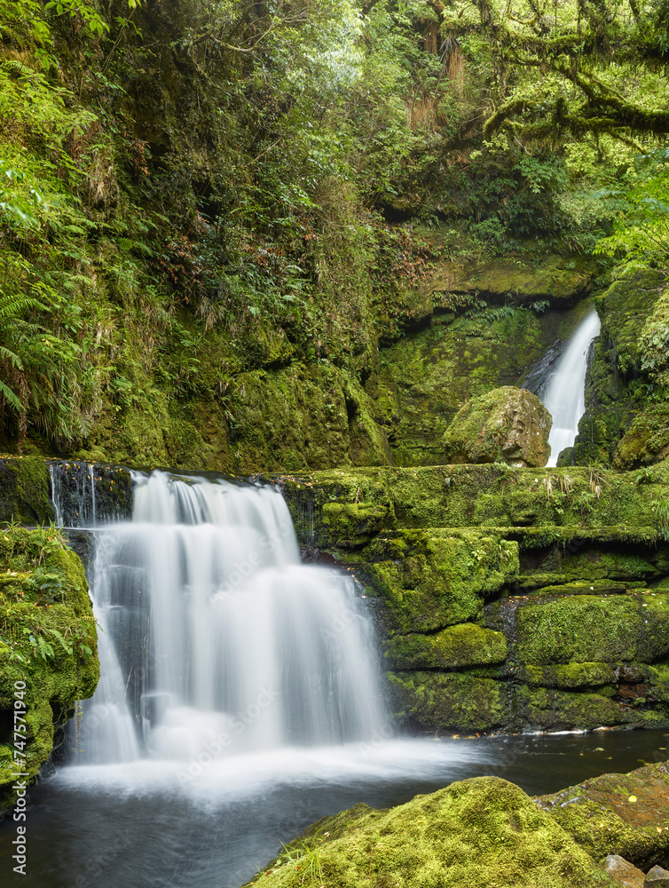 Obraz premium Lower McLean Falls, Catlins, Otago, Südinsel, Neuseeland, Ozeanien