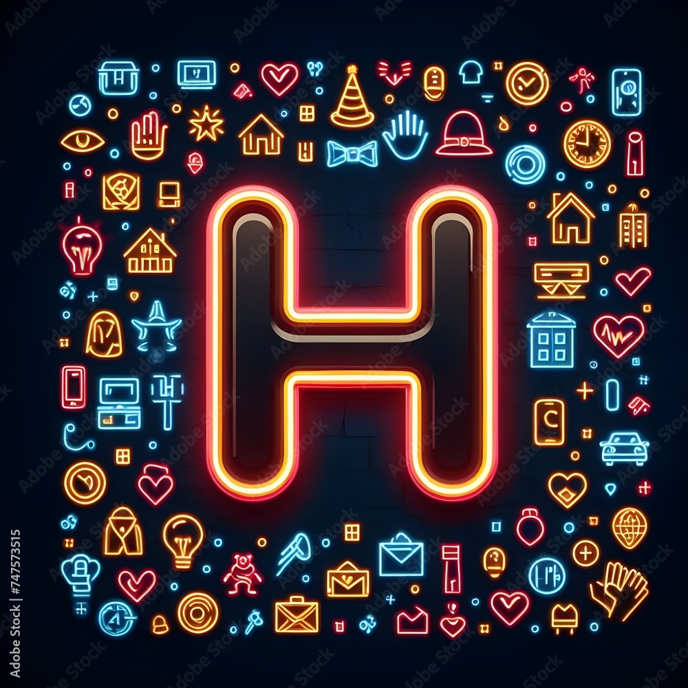 3D glowing H
