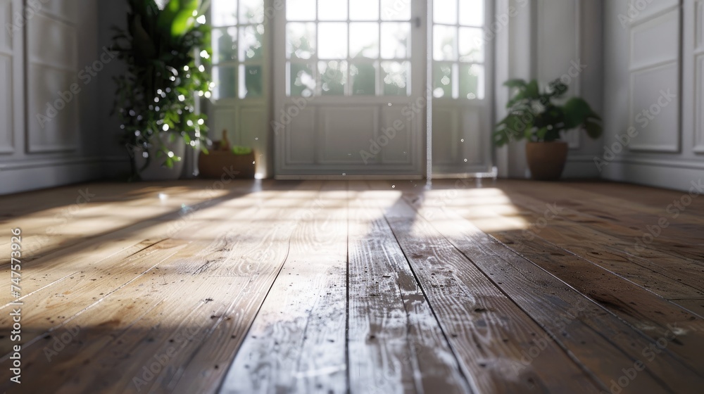 Freshly mopped floor, Nice clean but slippery Generative AI - obrazy, fototapety, plakaty 