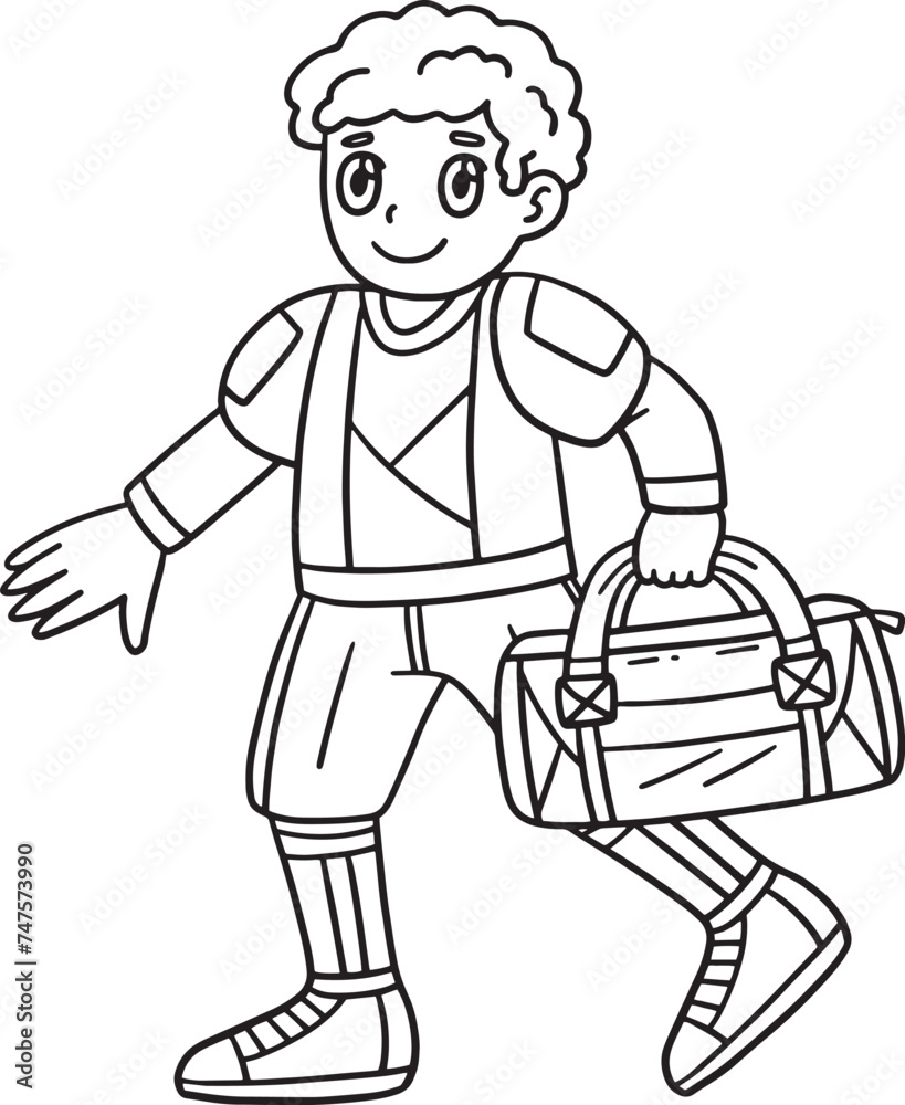 American Football Player Going Practice Isolated American Football Player Going Practice Isolated