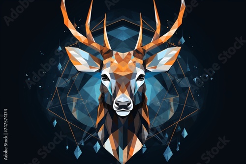 a low poly deer with antlers
