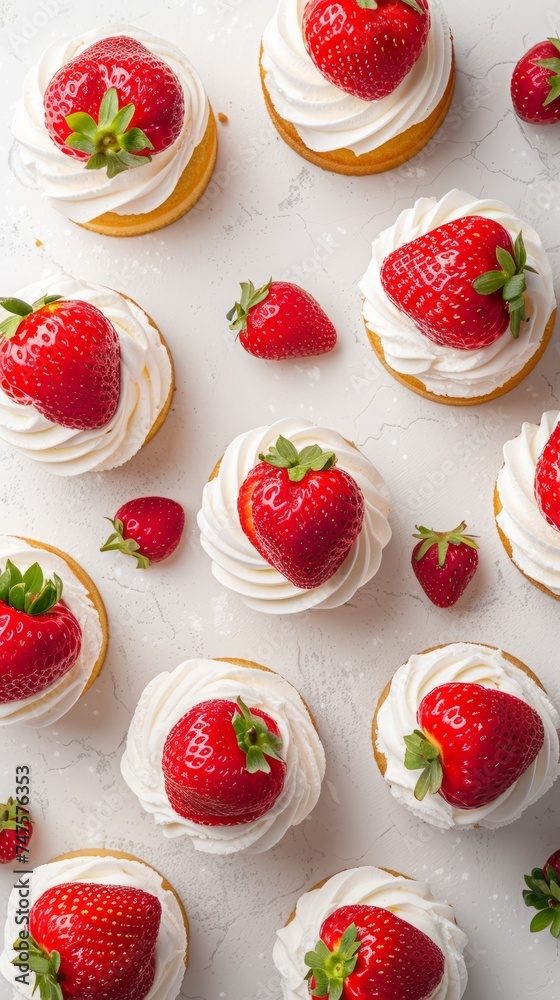 strawberries and cream dessert background. strawberries and cream dessert background.