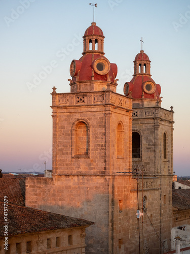 Towrs of the Sant Agusti Church in the sunset light, Ciutadella de Menorca photo