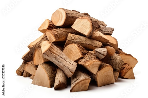 Wallpaper Mural A pile of freshly cut, various sized wooden logs against a white background. Torontodigital.ca