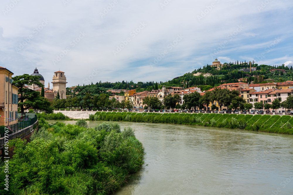 Panoramic view of the old town of Verona in Italy.