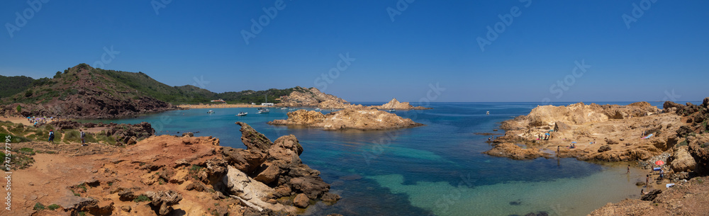 Panorama of Cala Pregonda several beaches, Menorca