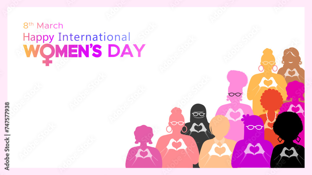 March 8, Happy international women's day poster background. March 8, Happy international women's day poster background.