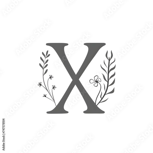 A simple, elegant icon of the letter "X" in minimal floral lettering, monochrome with a white base. The design features soft, delicate line art, creating an aura of elegance and sophistication.