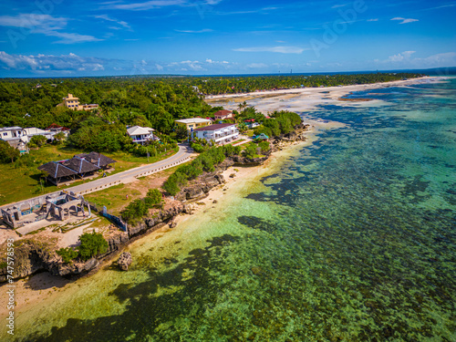 Aerial View of Coastal Village on Bantayan Island, Philippines photo