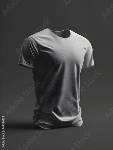Mockup of a completely grey t-shirt with a round neck and front. 3d