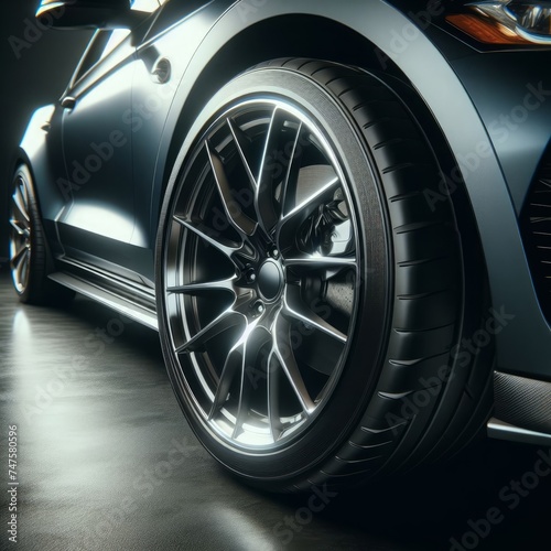 A vector illustration featuring new black car wheels on a white background. This image showcases the sleek and modern design of car wheels, providing a clean and minimalist visual representation. 