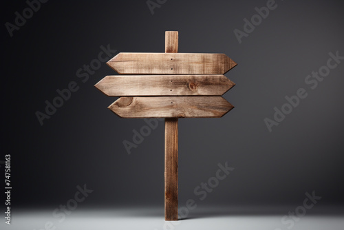 wooden signpost on white background сreated with Generative Ai