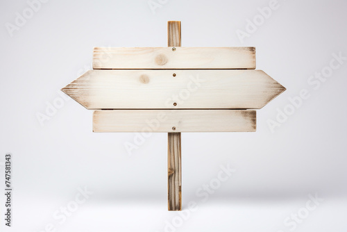 wooden signpost on white background сreated with Generative Ai