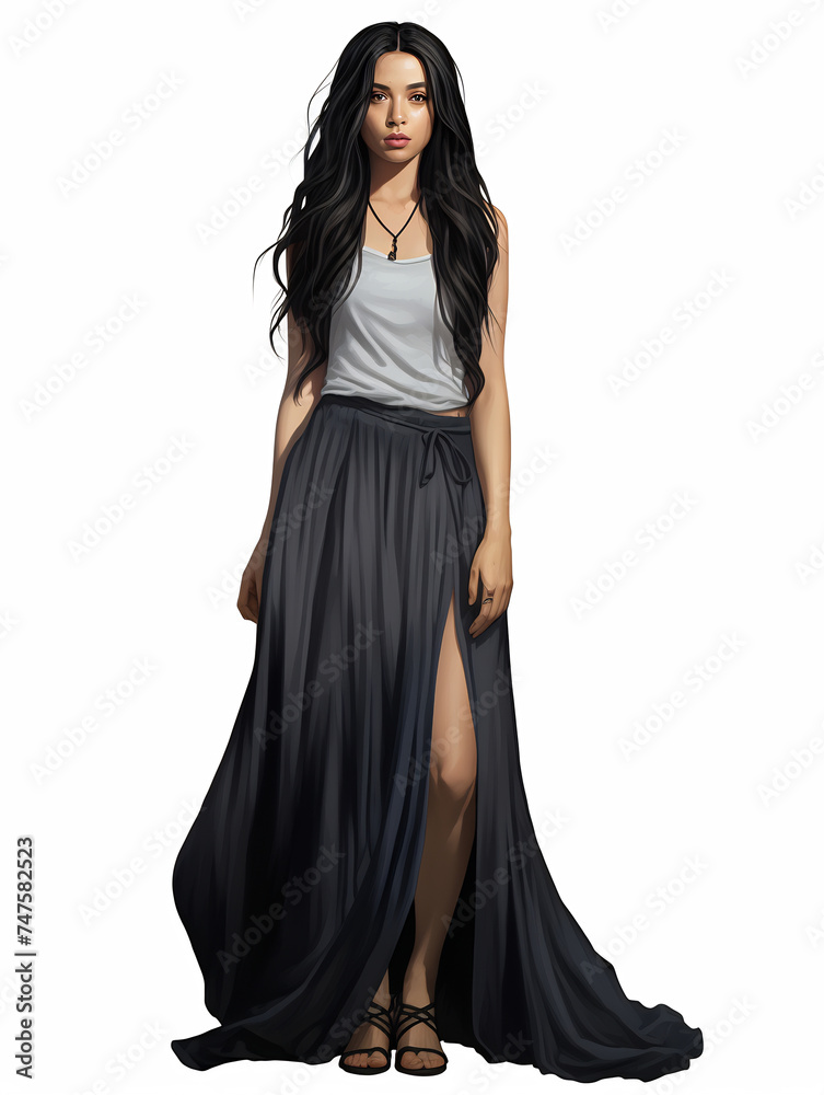 Artistic rendition of a stylish woman with flowing hair Artistic rendition of a stylish woman with flowing hair