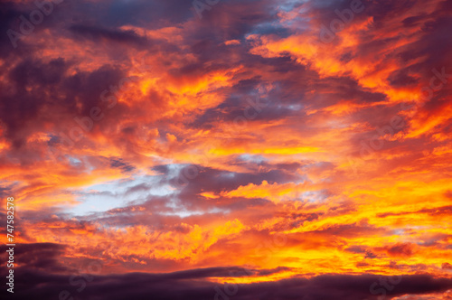 dramatic sky orange clouds at sunset