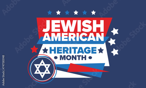 Jewish American Heritage Month. Celebrated annual in May. Jewish American contribution to the history United States. Star of David. Israel symbol. Poster, card, banner and background. Vector
