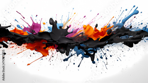 Black paint splashed on white surface, suitable for art, design and creative projects