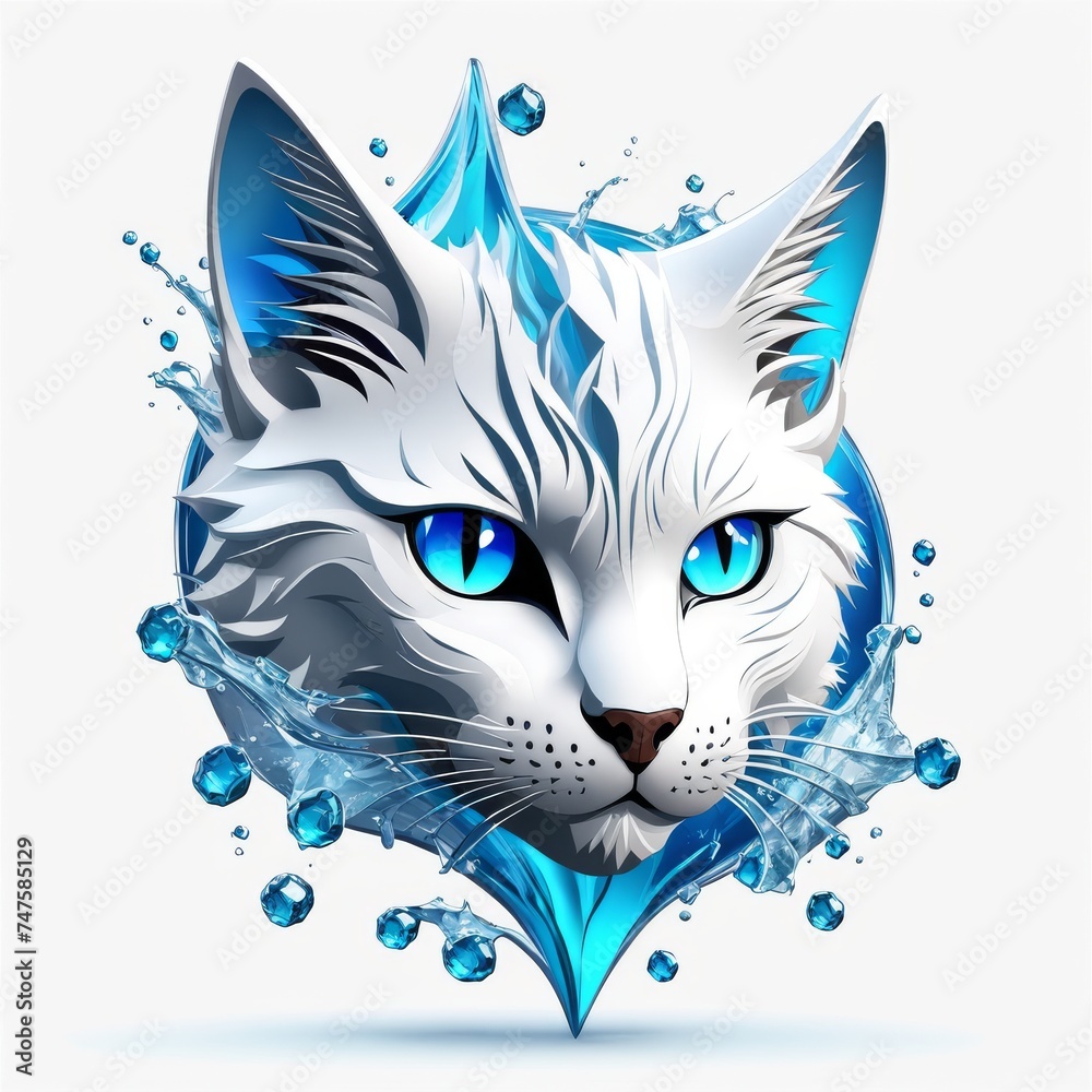 Obraz premium splashed watercolor colorful and a cat head